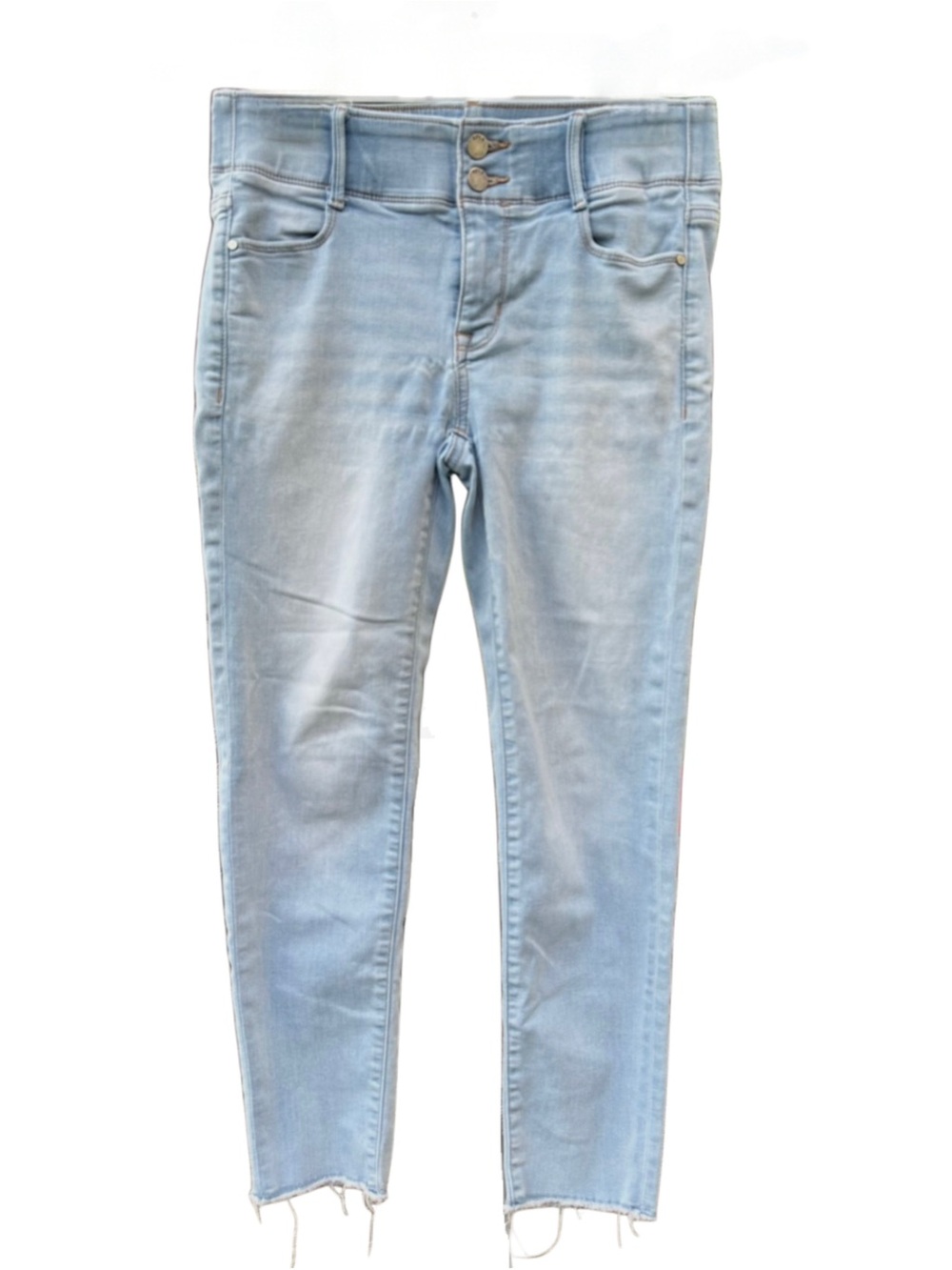 Apt. 9 High Rise Skinny Jeans Size 6 Light Wash Raw Hem Comfort Waist Stretch